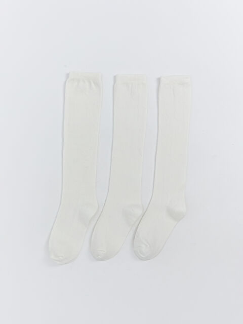 LCW Kids Basic Kız Çocuk Diz Altı Çorap 3'lü - S5OJ45Z4-JYX