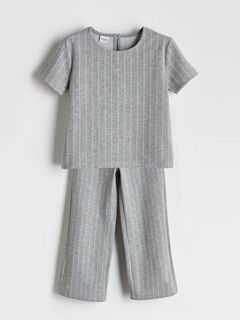 LCW Kids Bisiklet Yaka Kız Çocuk Tişört ve Pantolon - S5OJ47Z4-CT3