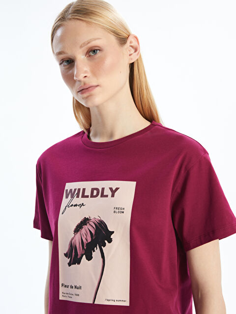 LCW Vision Bisiklet Yaka Baskılı Kadın Tişört - S5OK22Z8-HLF