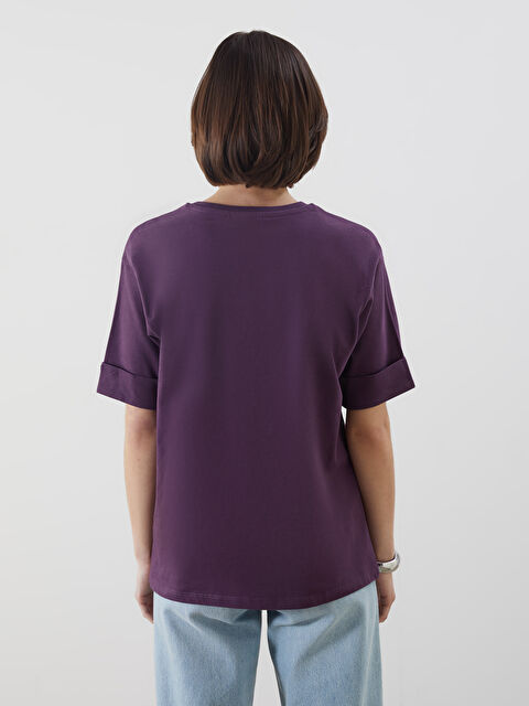 LCW Vision Mor Bisiklet Yaka Kadın Tişört - S5OK23Z8-HGP | LCW