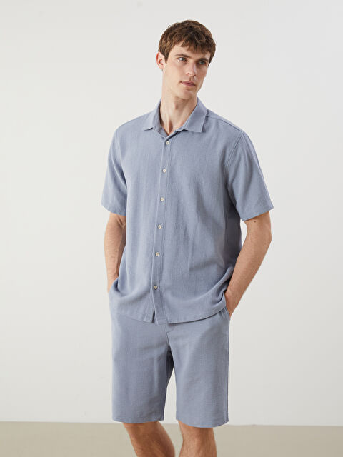 LCW Vision Regular Fit Kısa Kollu Armürlü Erkek Gömlek - S5OK72Z8-UCK