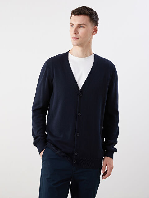 LCWAIKIKI Classic Standard Fit V Neck Men's Knitwear Cardigan - S5OK73Z8-RFH