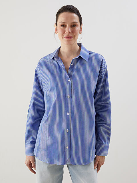 Natuvera Çizgili Oxford Kadın Gömlek - S5OK97Z8-CRA