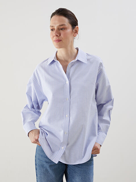 Natuvera Çizgili Oxford Kadın Gömlek - S5OK98Z8-DUL