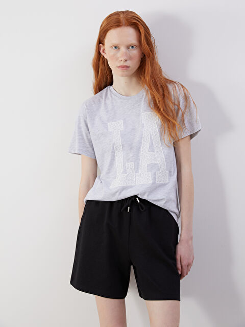 XSIDE Bisiklet Yaka Nakışlı Kadın Tişört - S5OL23Z8-CY9