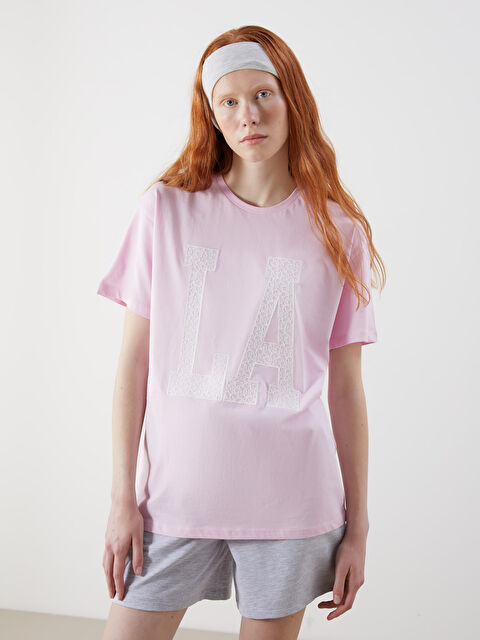 XSIDE Bisiklet Yaka Nakışlı Kadın Tişört - S5OL23Z8-QWM