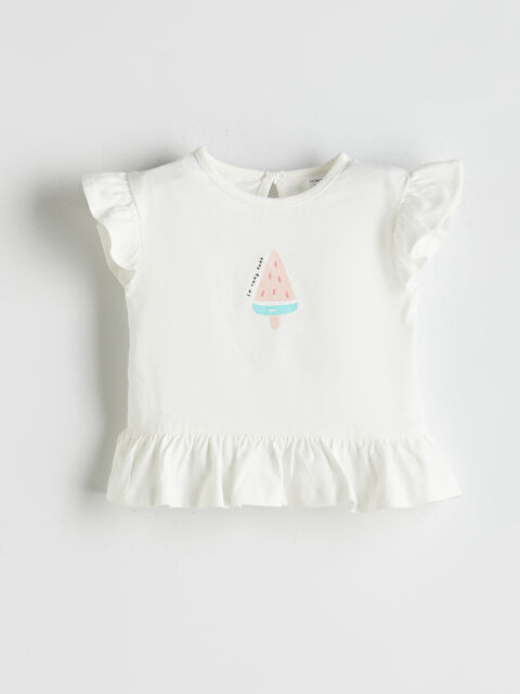 LCW Kids Bisiklet Yaka Fırfırlı Kız Çocuk Bluz