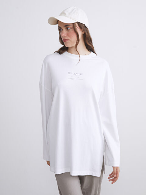 LCW Modest Bisiklet Yaka Baskılı Kadın Tişört - S5OL95Z8-R9J