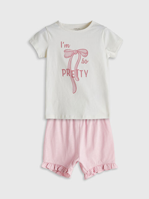 LCW baby Kurdele Detaylı Kız Bebek Tişört ve Şort 2'li - S5OM15Z1-FDL