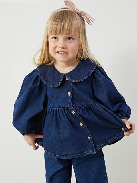 LCW baby Kurdele Detaylı Kız Bebek Gömlek ve Pantolon 2'li - S5OM49Z1-E46