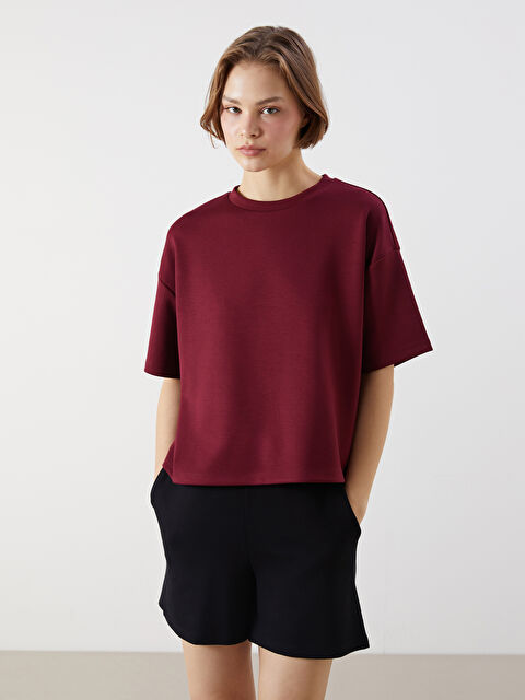 XSIDE Bisiklet Yaka Oversize Kadın Tişört - S5OM57Z8-HRW