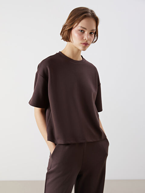 XSIDE Bisiklet Yaka Oversize Kadın Tişört - S5OM57Z8-R39