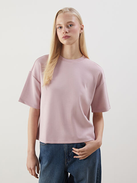 XSIDE Bisiklet Yaka Oversize Kadın Tişört - S5OM57Z8-ZG6