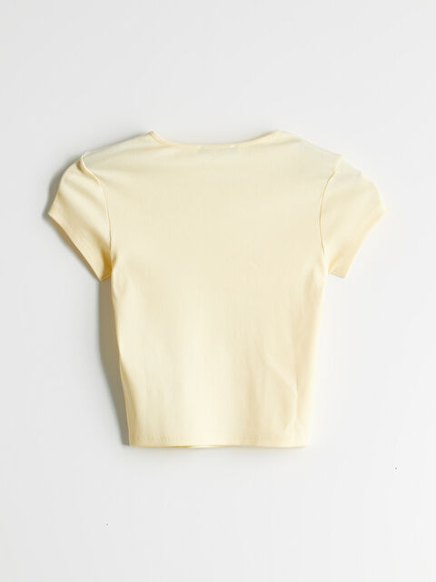 XSIDE Crew Neck Textured Women's Crop Top -S5OM81Z8-DJQ - LC