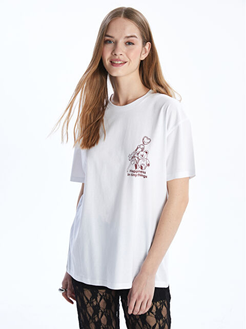 XSIDE Bisiklet Yaka Baskılı Kadın Tişört - S5OM95Z8-Q6K