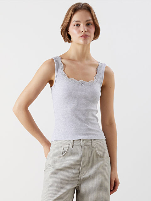 XSIDE U Yaka Dantel Detaylı Kadın Atlet - S5OM98Z8-CY9