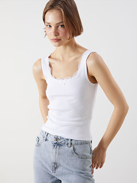 lærke Lindoe XSIDE U Neck Lace Detailed Women's Tank Top -S5OM98Z8-Q6K