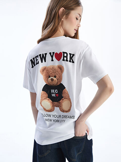 XSIDE Tricou pentru Femei cu Imprimat Urs Teddy și Guler Rotund - S5ON34Z8-Q6K