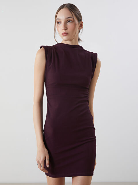 LCW Vision Dik Yaka Büzgülü Mini Elbise - S5ON80Z8-HQT