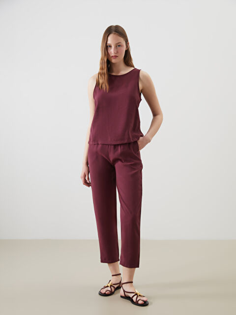 XSIDE Beli Lastikli Keten Görünümlü Kadın Pantolon - S5OO10Z8-CZF