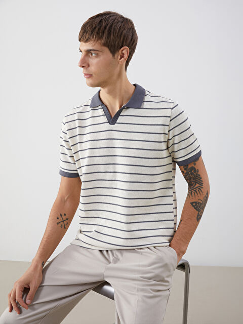 LCW Vision Polo Yaka Çizgili Erkek Tişört - S5OO34Z8-LGB