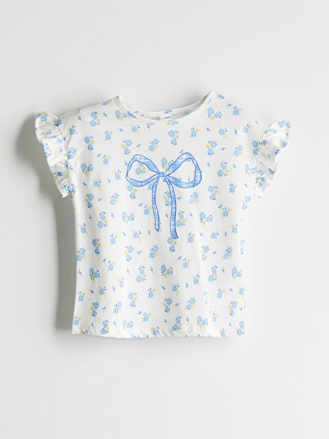 LCW Kids Bisiklet Yaka Kurdele Detaylı Kız Çocuk Tişört - S5OO92Z1-LRA