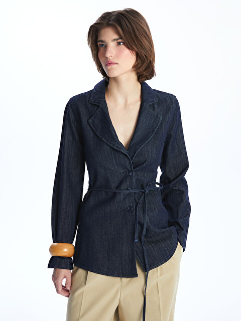 LCW Vision Beli Kuşaklı Kadın Jean Blazer Ceket - S5OP55Z8-309