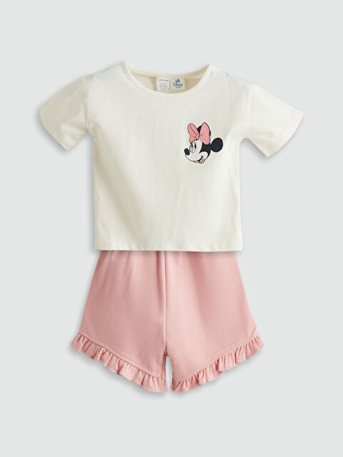 LCW baby Minnie Mouse Baskılı Kız Bebek Tişört ve Şort 2'li - S5OP60Z1-FDU