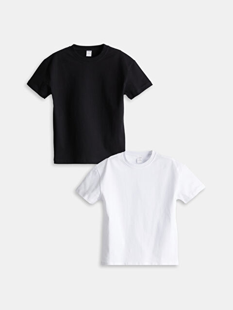 LCW Kids Bisiklet Yaka Basic Erkek Çocuk Tişört 2'li