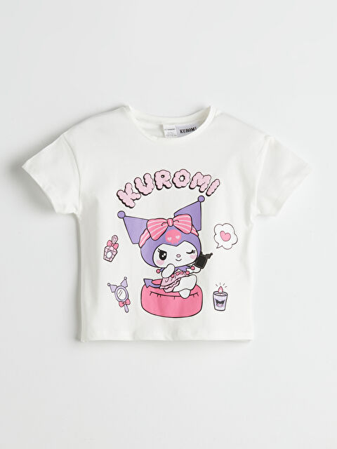 LCW Kids Bisiklet Yaka Kuromi Baskılı Kız Çocuk Tişört - S5OQ11Z1-R9J