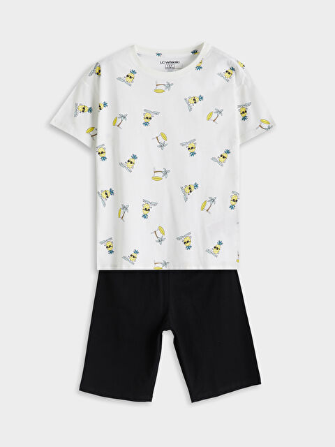 LCW Kids Bisiklet Yaka Erkek Çocuk Şortlu Pijama Takımı - S5OQ19Z4-LU7
