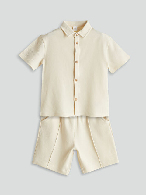 LCW Kids Basic Erkek Çocuk Pamuklu Gömlek ve Şort 2'li - S5OQ31Z1-G7L