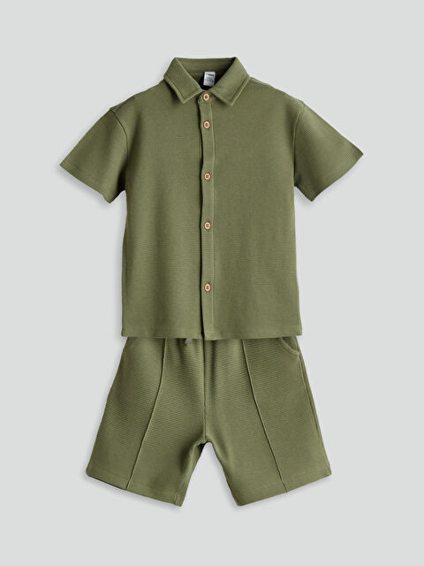 LCW Kids Basic Erkek Çocuk Pamuklu Gömlek ve Şort 2'li - S5OQ31Z1-HBV