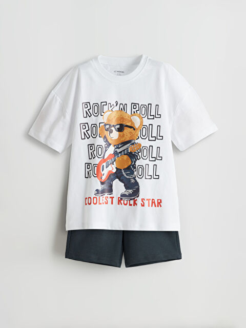 LCW Kids Ayı Teddy Baskılı Erkek Çocuk Tişört ve Şort 2'li - S5OQ40Z1-Q6K