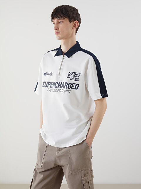 XSIDE Polo Yaka Baskılı Erkek Tişört - S5OQ67Z8-R9J