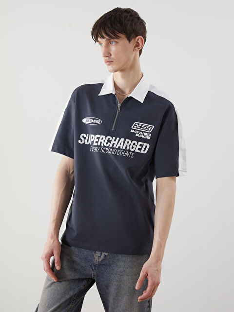 XSIDE Polo Yaka Baskılı Erkek Tişört - S5OQ67Z8-Y0C