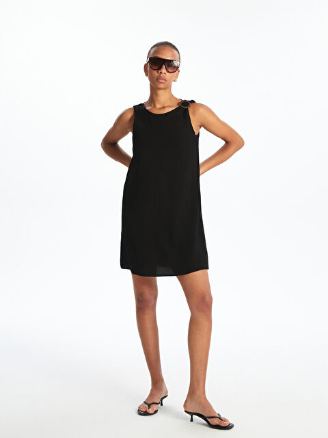 LCW Vision Bisiklet Yaka Dokulu A Kesim Mini Elbise - S5OR63Z8-CVL