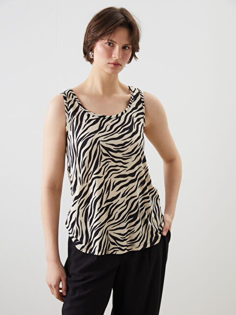 LCWAIKIKI Classic U Yaka Desenli Kadın Atlet - S5OS39Z8-LQJ