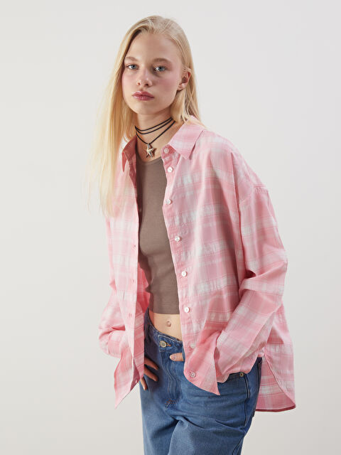 XSIDE Ekose Oversize Kadın Gömlek - S5OS59Z8-LNQ