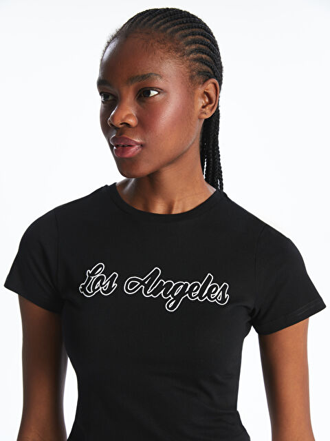 XSIDE Bisiklet Yaka Los Angeles Baskılı Kadın Tişört - S5OS86Z8-CVL