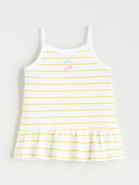 LCW Kids Kiraz Baskılı Çizgili Kız Çocuk Atlet - S5OS95Z1-LUG