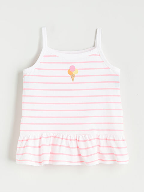 LCW Kids Dondurma Baskılı Çizgili Kız Çocuk Atlet - S5OS96Z1-LT4