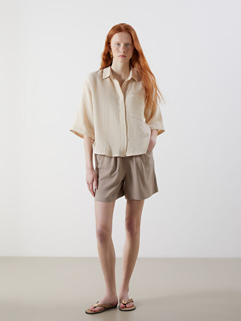 XSIDE Beli Lastikli Keten Karışımlı Kadın Şort - S5OT49Z8-Y5N