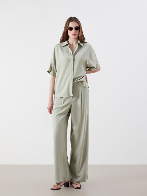 XSIDE Geniş Paça Keten Karışımlı Kadın Pantolon - S5OT52Z8-Z5B