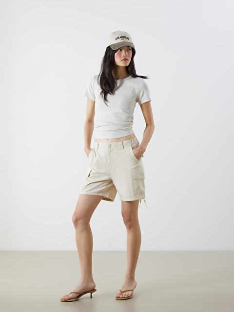 XSIDE Standart Fit Gabardin Kadın Kargo Şort - S5OT64Z8-Y0T