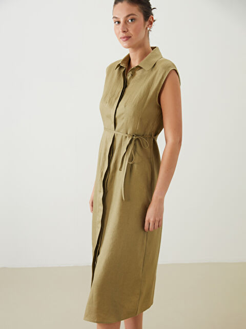 LCWAIKIKI Classic %100 Keten Gömlek Elbise - S5OT99Z8-GVK
