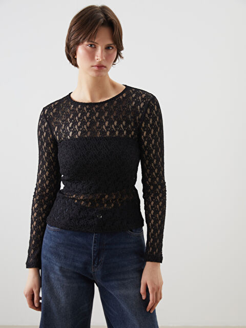 LCWAIKIKI Classic Bisiklet Yaka Dantelli Bluz - S5OU41Z8-CVL