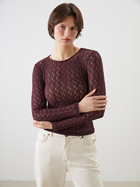 LCWAIKIKI Classic Bisiklet Yaka Dantelli Bluz - S5OU41Z8-HQT