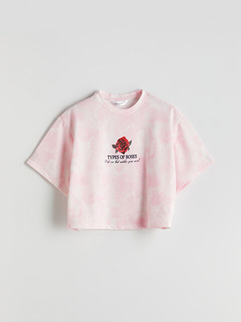 LCW Young Bisiklet Yaka Baskılı Oversize Kadın Pijama Üstü - S5OU42Z8-LT4