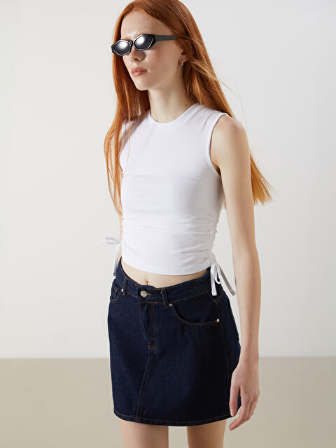 XSIDE Bisiklet Yaka Büzgülü Kadın Atlet - S5OU70Z8-Q6K